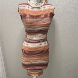 Wilfred Striped Cutout Mini Dress in Peach, Rust, Cream, Lavender
